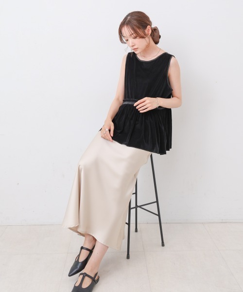 Bab(バブ)の「前後2WAYシアーベロアサテンリボンベスト(ベスト・レディース・ブラック/ベージュ・M)」の20枚目の写真