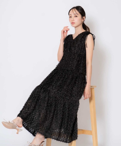 NOELA（ノエラ）の「ジャガードカシュクールワンピース（ワンピース・レディース・コーラルピンク/ブラック/オフホワイト・フリー）」の3枚目の写真