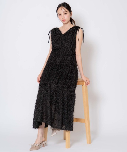NOELA(ノエラ)の「ジャガードカシュクールワンピース(ワンピース・レディース・コーラルピンク/ブラック/オフホワイト・フリー)」の20枚目の写真