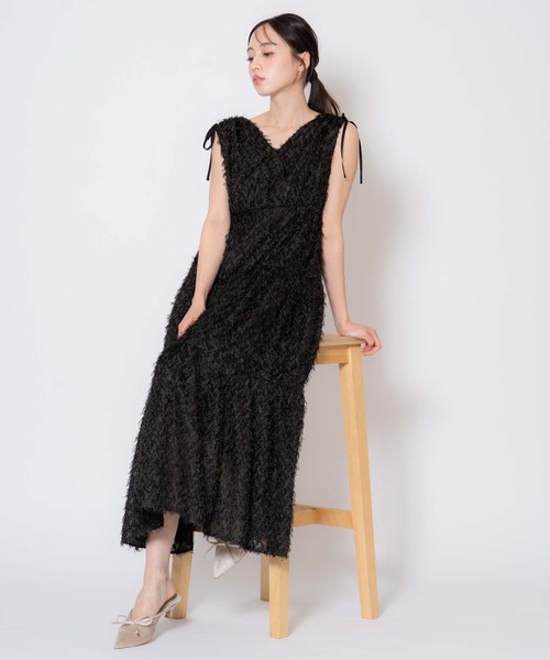 NOELA(ノエラ)の「ジャガードカシュクールワンピース(ワンピース・レディース・コーラルピンク/ブラック/オフホワイト・フリー)」の22枚目の写真