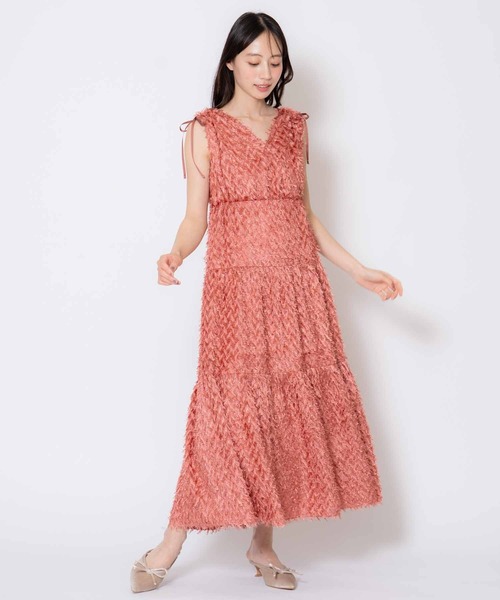 NOELA（ノエラ）の「ジャガードカシュクールワンピース（ワンピース・レディース・コーラルピンク/ブラック/オフホワイト・フリー）」の22枚目の写真