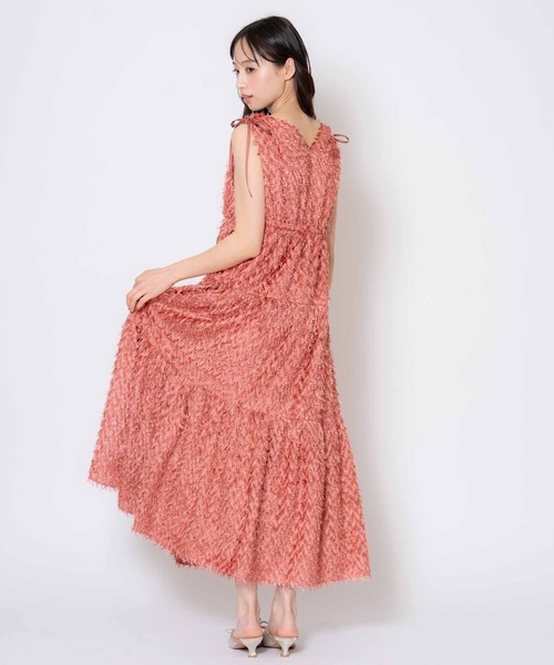 NOELA(ノエラ)の「ジャガードカシュクールワンピース(ワンピース・レディース・コーラルピンク/ブラック/オフホワイト・フリー)」の19枚目の写真