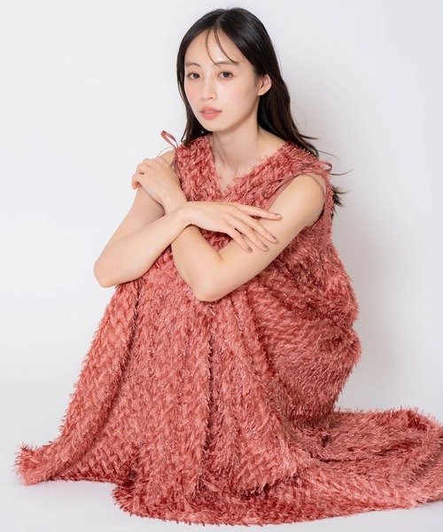 NOELA（ノエラ）の「ジャガードカシュクールワンピース（ワンピース・レディース・コーラルピンク/ブラック/オフホワイト・フリー）」の12枚目の写真