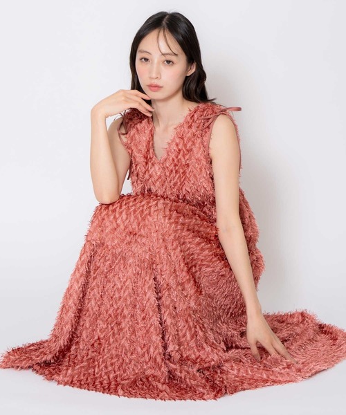 NOELA（ノエラ）の「ジャガードカシュクールワンピース（ワンピース・レディース・コーラルピンク/ブラック/オフホワイト・フリー）」の13枚目の写真