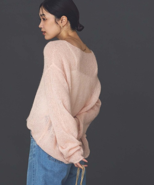 Gready Brilliant（グレディブリリアン）の「モヘア前後２ｗａｙヘンリーネックニット（ニット/セーター・レディース・アイボリー/ピンク・38）」の18枚目の写真