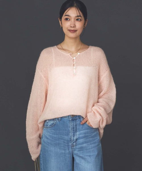 Gready Brilliant（グレディブリリアン）の「モヘア前後２ｗａｙヘンリーネックニット（ニット/セーター・レディース・アイボリー/ピンク・38）」の20枚目の写真