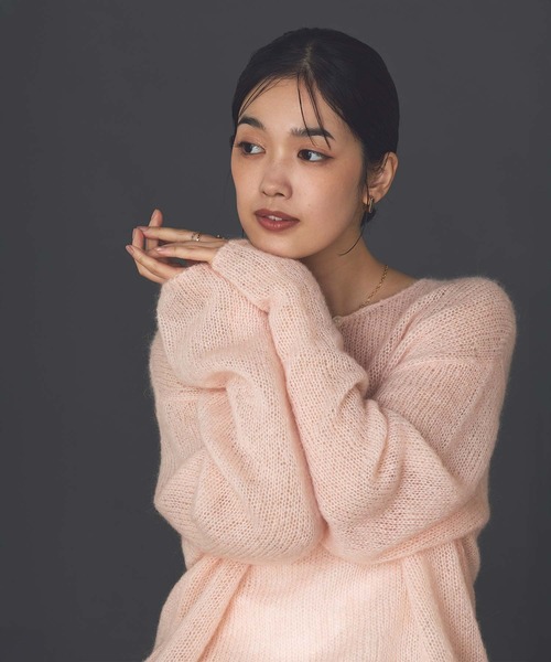 Gready Brilliant（グレディブリリアン）の「モヘア前後２ｗａｙヘンリーネックニット（ニット/セーター・レディース・アイボリー/ピンク・38）」の21枚目の写真