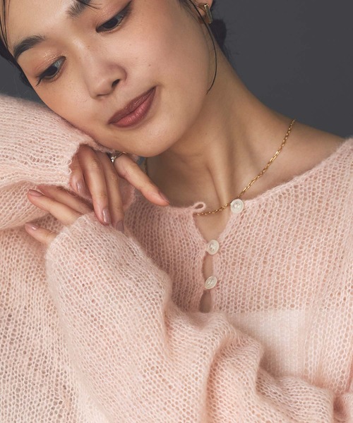 Gready Brilliant（グレディブリリアン）の「モヘア前後２ｗａｙヘンリーネックニット（ニット/セーター・レディース・アイボリー/ピンク・38）」の22枚目の写真