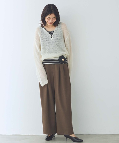 Gready Brilliant（グレディブリリアン）の「モヘア前後２ｗａｙヘンリーネックニット（ニット/セーター・レディース・アイボリー/ピンク・38）」の3枚目の写真