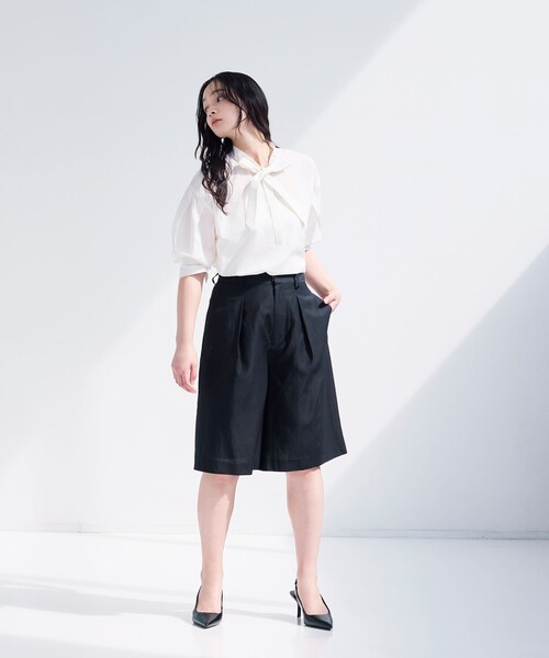 BIANCA（ビアンカ）の「【マルチシーン】軽やかボウタイブラウス（シャツ/ブラウス・レディース・ブルー系その他2/ブルー/ホワイト・38）」の9枚目の写真