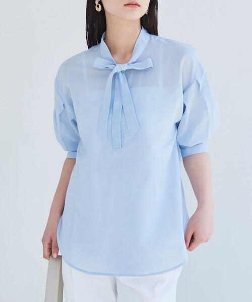 BIANCA（ビアンカ）の「【マルチシーン】軽やかボウタイブラウス（シャツ/ブラウス・レディース・ブルー系その他2/ブルー/ホワイト・38）」の17枚目の写真