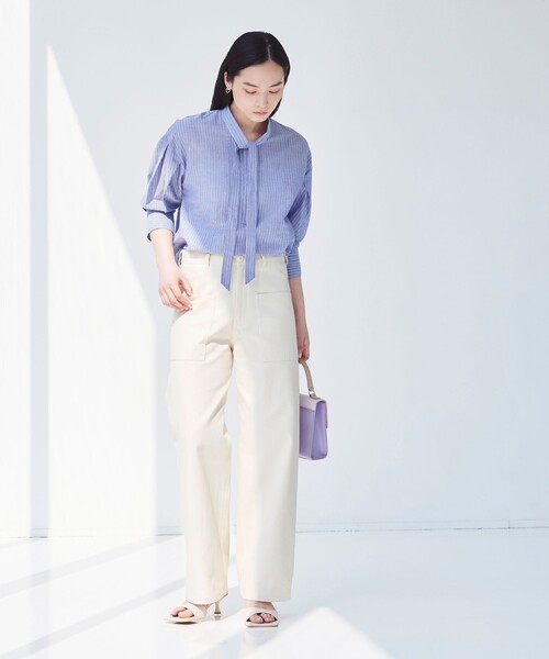 BIANCA（ビアンカ）の「【マルチシーン】軽やかボウタイブラウス（シャツ/ブラウス・レディース・ブルー系その他2/ブルー/ホワイト・38）」の13枚目の写真