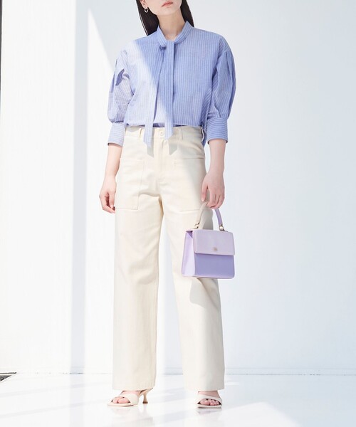 BIANCA（ビアンカ）の「【マルチシーン】軽やかボウタイブラウス（シャツ/ブラウス・レディース・ブルー系その他2/ブルー/ホワイト・38）」の18枚目の写真