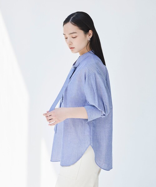 BIANCA（ビアンカ）の「【マルチシーン】軽やかボウタイブラウス（シャツ/ブラウス・レディース・ブルー系その他2/ブルー/ホワイト・38）」の8枚目の写真