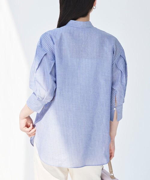BIANCA（ビアンカ）の「【マルチシーン】軽やかボウタイブラウス（シャツ/ブラウス・レディース・ブルー系その他2/ブルー/ホワイト・38）」の7枚目の写真