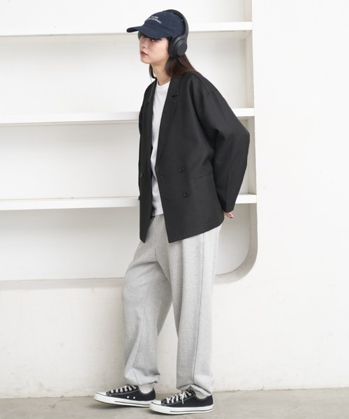 flaner（フラネ）の「Loose double tailored jacket / ルーズダブルテーラードジャケット（テーラードジャケット・レディース・グレー/ブラック・SMALL/MEDIUM）」の12枚目の写真