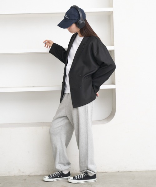 flaner（フラネ）の「Loose double tailored jacket / ルーズダブルテーラードジャケット（テーラードジャケット・レディース・グレー/ブラック・SMALL/MEDIUM）」の11枚目の写真