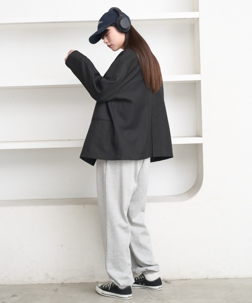 flaner（フラネ）の「Loose double tailored jacket / ルーズダブルテーラードジャケット（テーラードジャケット・レディース・グレー/ブラック・SMALL/MEDIUM）」の14枚目の写真