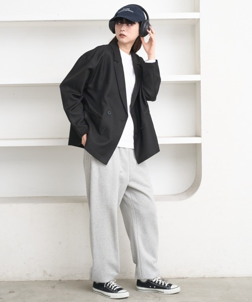 flaner（フラネ）の「Loose double tailored jacket / ルーズダブルテーラードジャケット（テーラードジャケット・レディース・グレー/ブラック・SMALL/MEDIUM）」の16枚目の写真