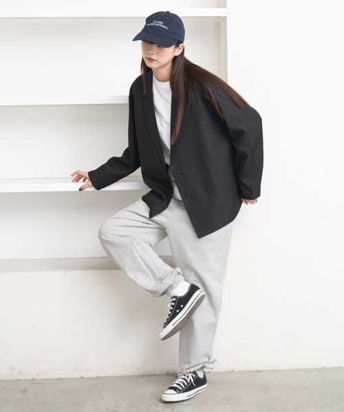 flaner（フラネ）の「Loose double tailored jacket / ルーズダブルテーラードジャケット（テーラードジャケット・レディース・グレー/ブラック・SMALL/MEDIUM）」の10枚目の写真