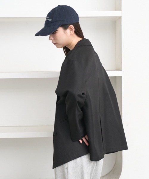 flaner（フラネ）の「Loose double tailored jacket / ルーズダブルテーラードジャケット（テーラードジャケット・レディース・グレー/ブラック・SMALL/MEDIUM）」の6枚目の写真