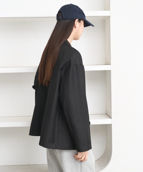 flaner（フラネ）の「Loose double tailored jacket / ルーズダブルテーラードジャケット（テーラードジャケット・レディース・グレー/ブラック・SMALL/MEDIUM）」の8枚目の写真