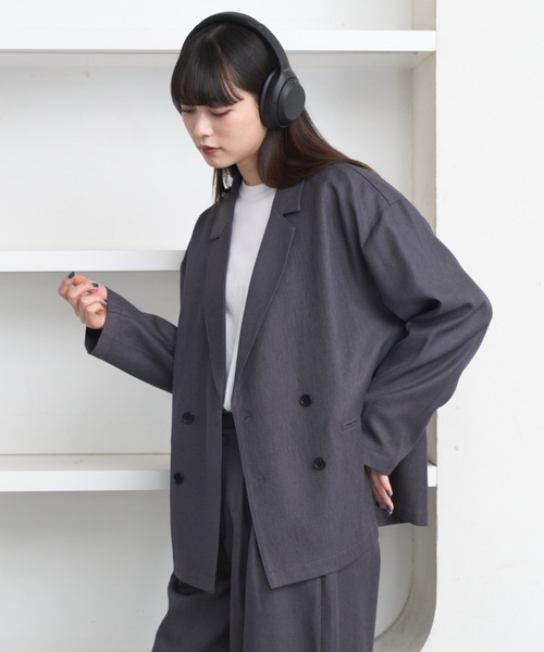 flaner（フラネ）の「Loose double tailored jacket / ルーズダブルテーラードジャケット（テーラードジャケット・レディース・グレー/ブラック・SMALL/MEDIUM）」の20枚目の写真