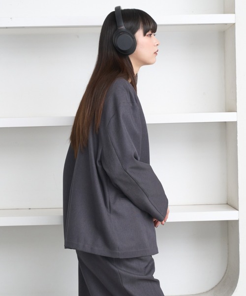 flaner（フラネ）の「Loose double tailored jacket / ルーズダブルテーラードジャケット（テーラードジャケット・レディース・グレー/ブラック・SMALL/MEDIUM）」の22枚目の写真