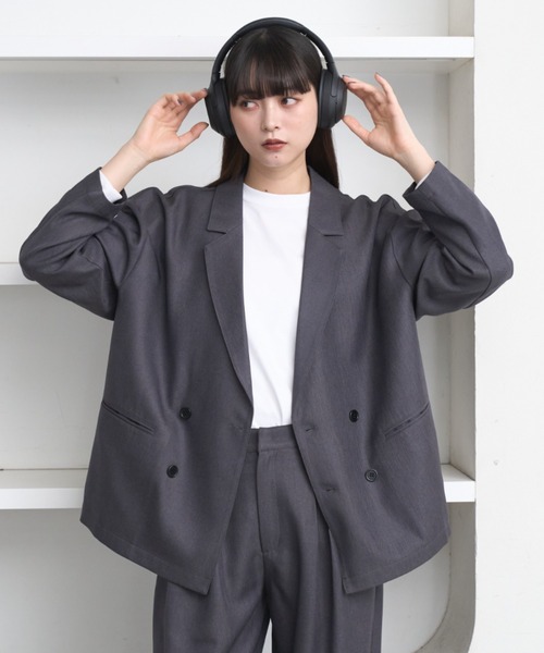 flaner（フラネ）の「Loose double tailored jacket / ルーズダブルテーラードジャケット（テーラードジャケット・レディース・グレー/ブラック・SMALL/MEDIUM）」の17枚目の写真