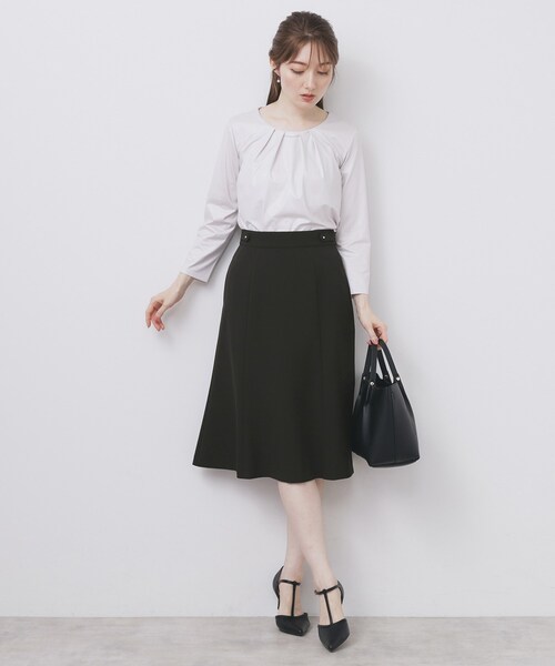 index(インデックス)の「ストレッチフレアスカート/セットアップ対応【洗濯機洗い可/イージーアイロン/防シワ】(スカート・レディース・ネイビー系5/ブラック/ブラウン系その他/ナチュラル・36/40/42/38)」の16枚目の写真