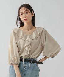ダンプ　カットソーワークフリルシャツ セール】フリルネックレースブラウス/キッズ/346906（シャツ