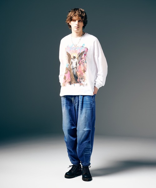 glamb（グラム）の「Deformed Knit Denim / ディフォームドニットデニム（デニムパンツ・メンズ・インディゴブルー/ブラック・S/M/L）」の7枚目の写真