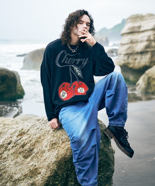 glamb（グラム）の「Deformed Knit Denim / ディフォームドニットデニム（デニムパンツ・メンズ・インディゴブルー/ブラック・S/M/L）」の9枚目の写真