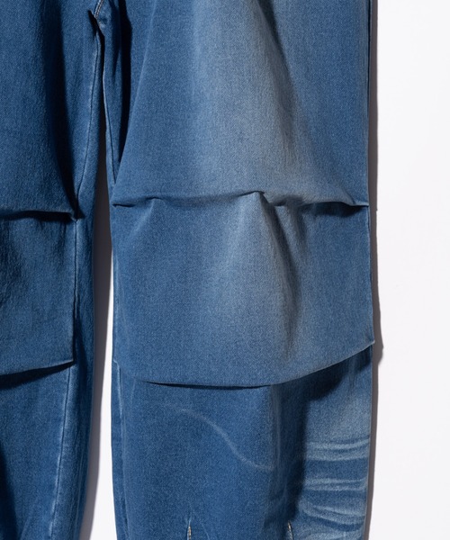 glamb（グラム）の「Deformed Knit Denim / ディフォームドニットデニム（デニムパンツ・メンズ・インディゴブルー/ブラック・S/M/L）」の14枚目の写真