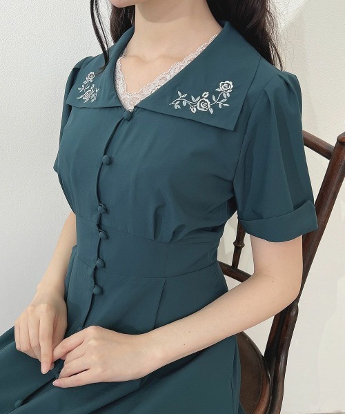 ローズ刺繍衿ワンピース（ワンピース）｜an another angelus（アン