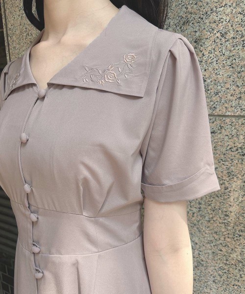 ローズ刺繍衿ワンピース（ワンピース）｜an another angelus（アン