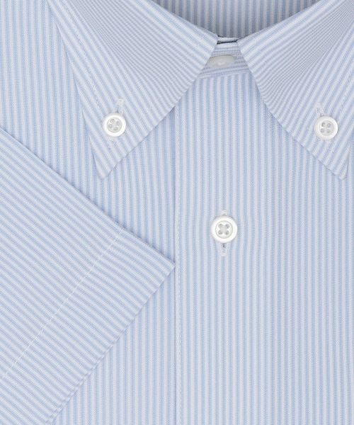TOKYO SHIRTS(トウキョウシャツ)の「形態安定ノンアイロン ボタンダウン 半袖ストレッチビジネスワイシャツ(ビジネスシャツ・メンズ・ブルー・首回り37cm/首回り39cm/首回り41cm/首回り42cm/首回り43cm)」の3枚目の写真