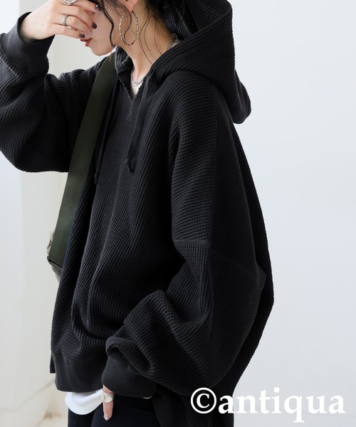 antiqua（アンティカ）の「ガゼット風ネックフーディー（パーカー・レディース・パープル系その他/テラコッタ/ブラック/ブルー/オートミール/杢グレー/スミクロ・ONESIZE）」の18枚目の写真