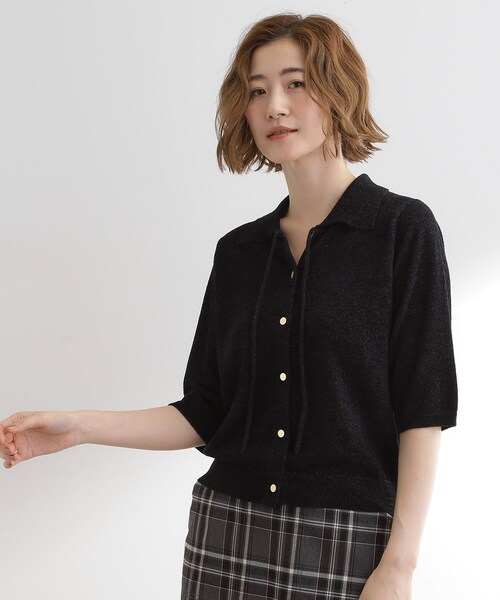 grove(グローブ)の「華やぐラメモールで秋先取り 衿付きプルオーバーニット(ニット/セーター・レディース・ナチュラル/レンガ/ブラック・01/05/04/03/02)」の11枚目の写真