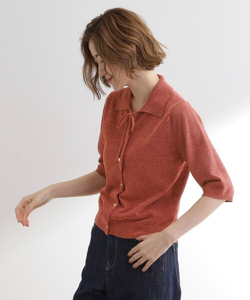 grove(グローブ)の「華やぐラメモールで秋先取り 衿付きプルオーバーニット(ニット/セーター・レディース・ナチュラル/レンガ/ブラック・01/05/04/03/02)」の20枚目の写真