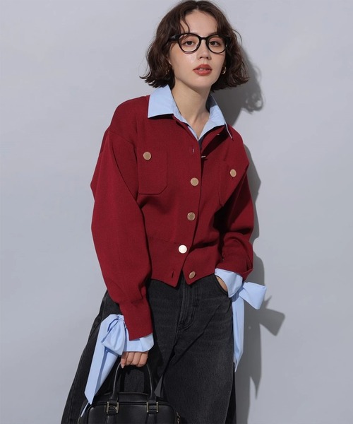 シャツドッキング襟付きカーデ（ニット/セーター）｜Arpege story