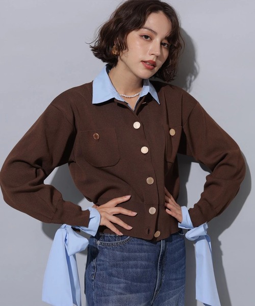 シャツドッキング襟付きカーデ（ニット/セーター）｜Arpege story