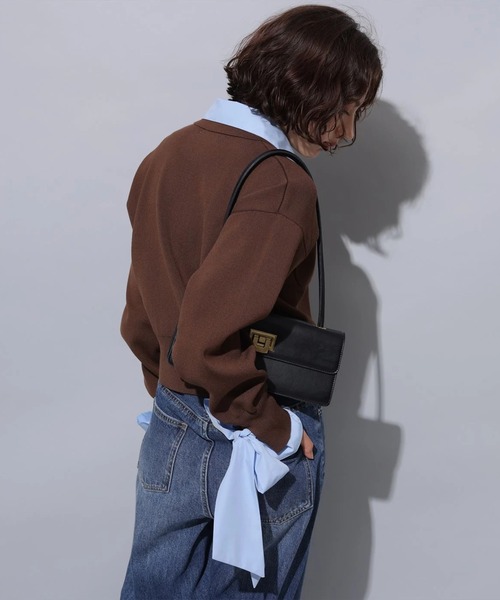 Arpege story(アルページュストーリー)の「シャツドッキング襟付きカーデ(ニット/セーター・レディース・ブラウン/レッド/ネイビー・2)」の9枚目の写真