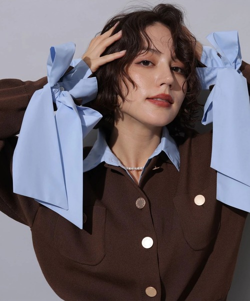 シャツドッキング襟付きカーデ（ニット/セーター）｜Arpege story