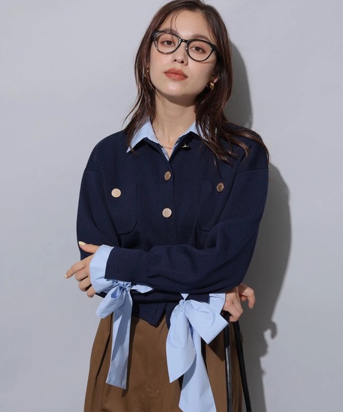 シャツドッキング襟付きカーデ（ニット/セーター）｜Arpege story