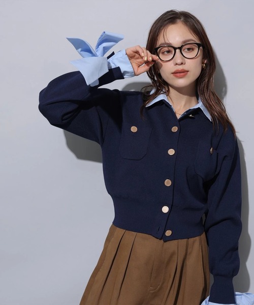 シャツドッキング襟付きカーデ（ニット/セーター）｜Arpege story