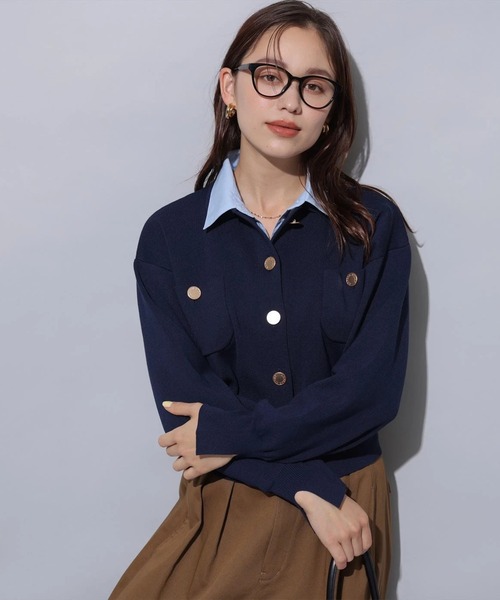 シャツドッキング襟付きカーデ（ニット/セーター）｜Arpege story