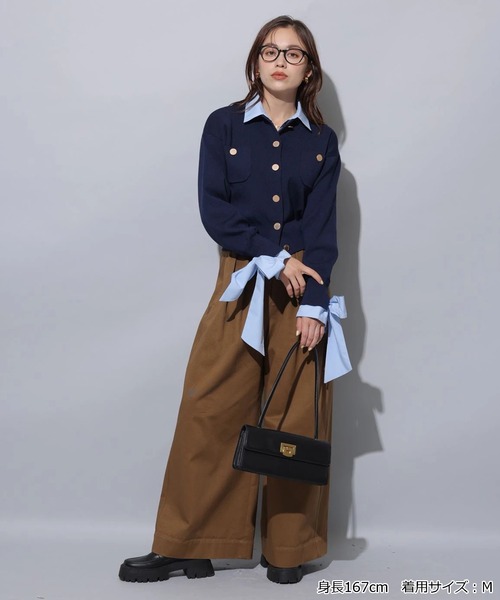 シャツドッキング襟付きカーデ（ニット/セーター）｜Arpege story