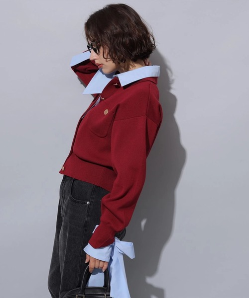 シャツドッキング襟付きカーデ（ニット/セーター）｜Arpege story