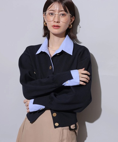 シャツドッキング襟付きカーデ（ニット/セーター）｜Arpege story